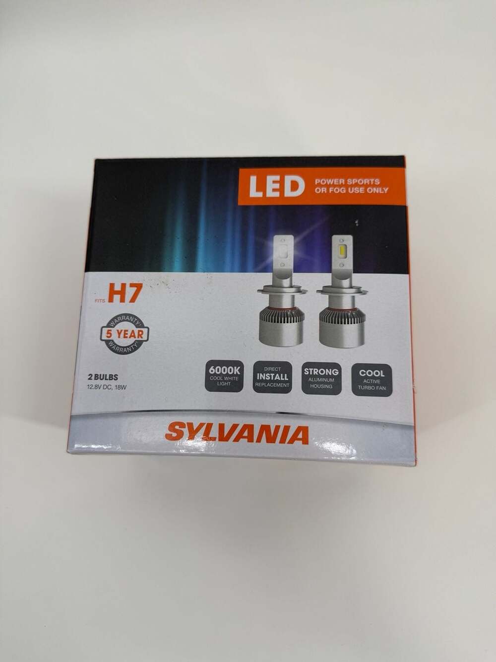 Sylvania H7 LED Powersports & Fog Bulbs, 6000K Cool White, 2-Pack